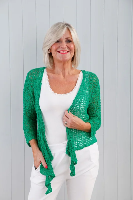 women's tops for those who want to create stylish and put-together outfits without spending a fortunePoppy Popcorn Shrug Green