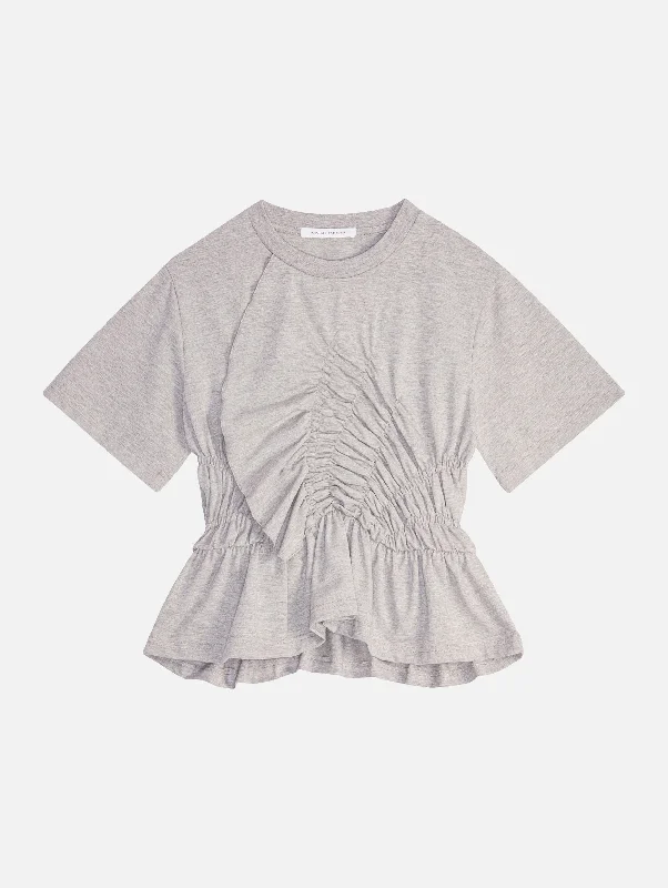 women's tops with cold-shoulder cutsAce Top in Grey Melange