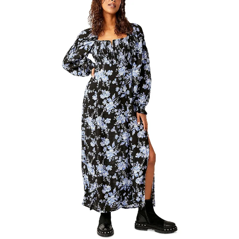 women's midi dressesFree People Womens Jaymes Floral Smocked Midi Dress