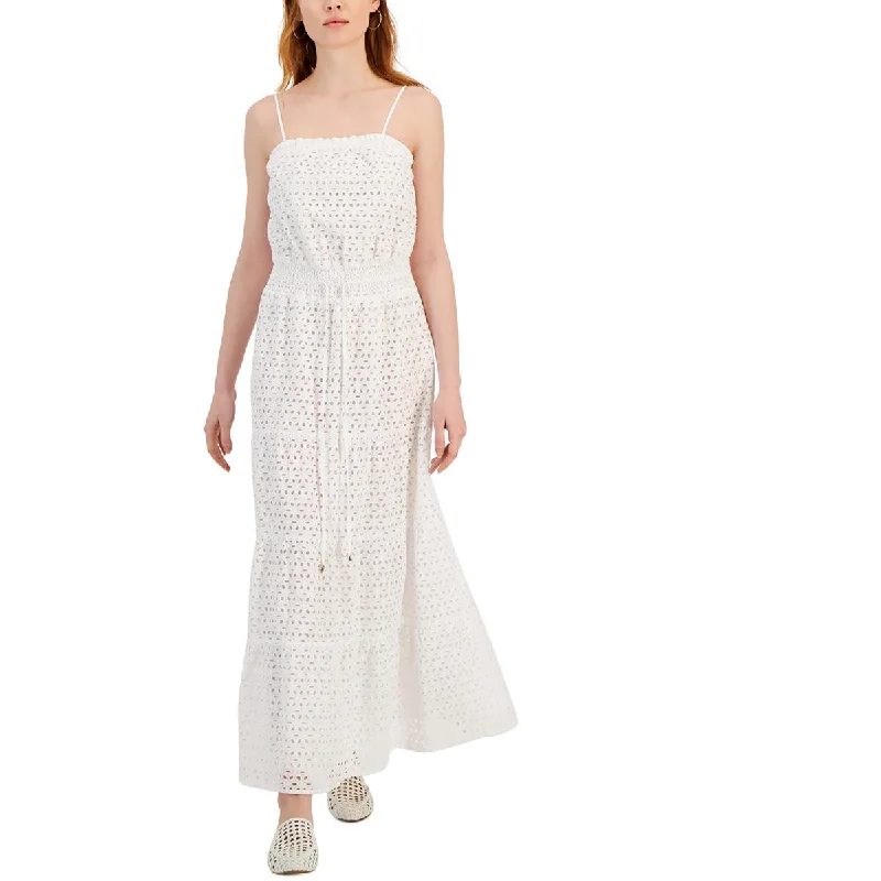 women's unique dressesINC Womens Cotton Eyelet Midi Dress