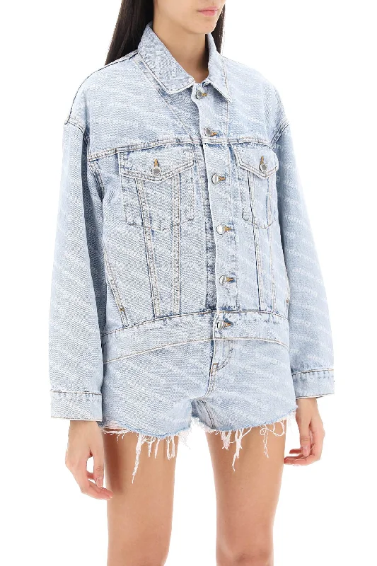 women's down coatsAlexander Wang Logo Printed Denim Jacket