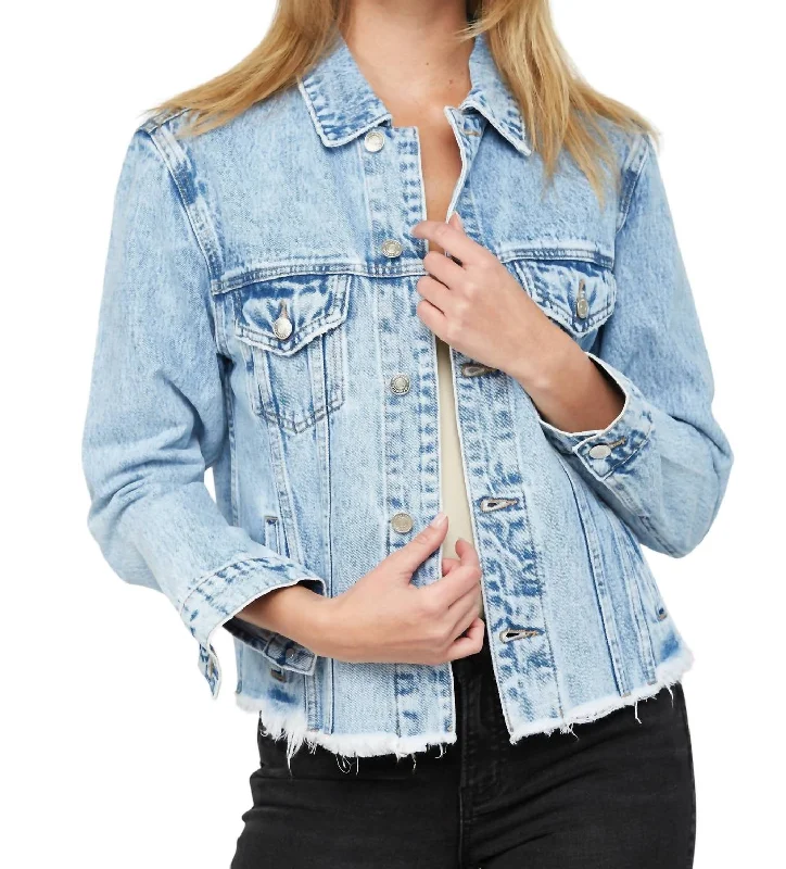 women's coats with removable fur liningsOversized Denim Jacket In Medium Wash