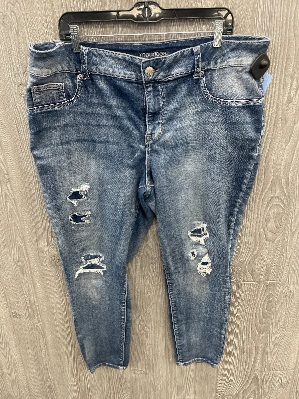 women's distressed denim jeans with holesJeans Cropped By Maurices In Blue Denim, Size: 20