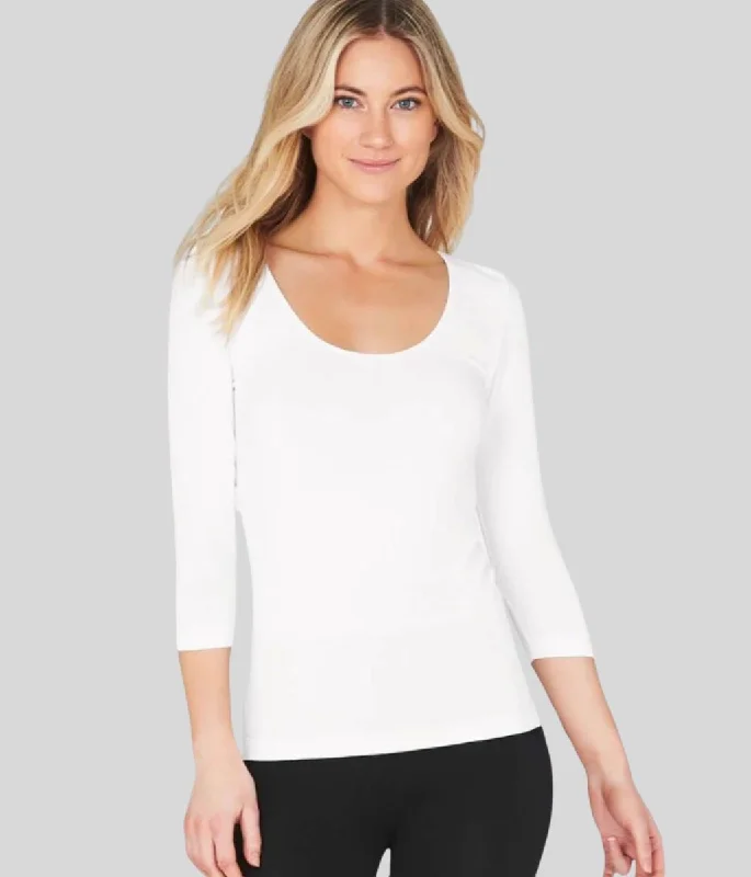 women's tops for those who want to invest in timeless piecesWhite Scoop Neck Top