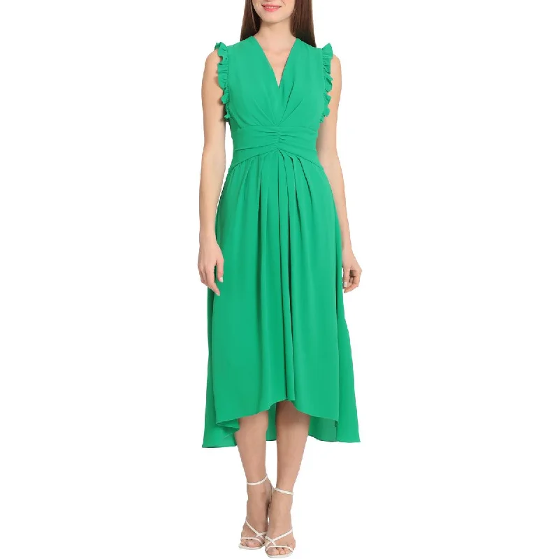 Crepe DressMaggy London Womens Hi-Low V-Neck Midi Dress