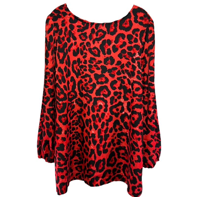 women's tops for boho-chic stylesTop Long Sleeve By Shein In Animal Print, Size: 2x