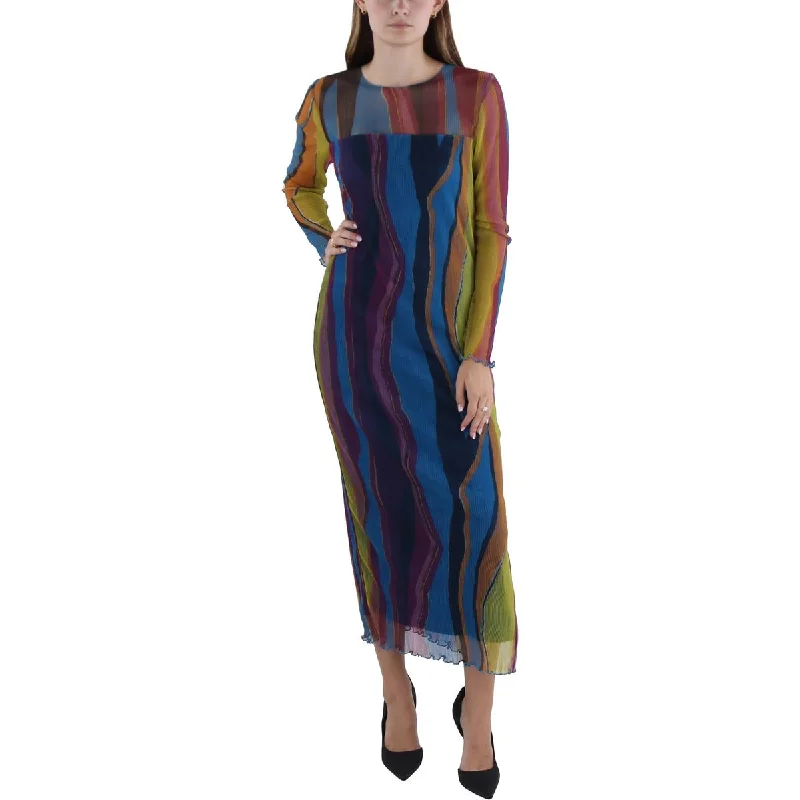 women's boho dressesFrench Connection Womens Sheer Mid Calf Midi Dress