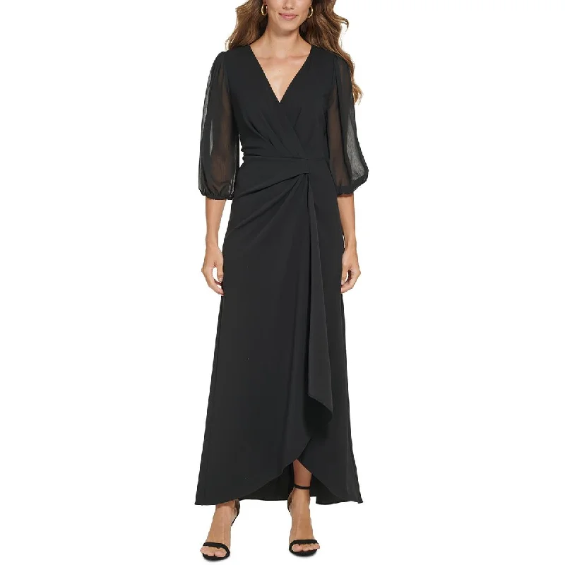 women's business casual dressesDKNY Womens Crepe Faux Wrap Midi Dress