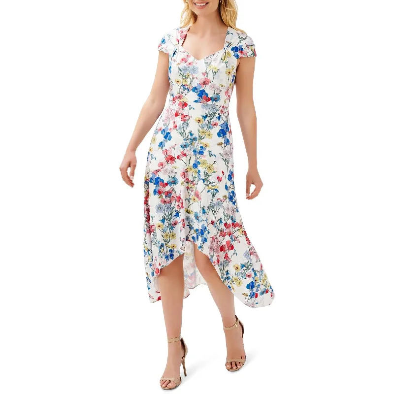 women's apple-shaped body dressesAdrianna Papell Womens Sweetheart Neck Floral Print Midi Dress