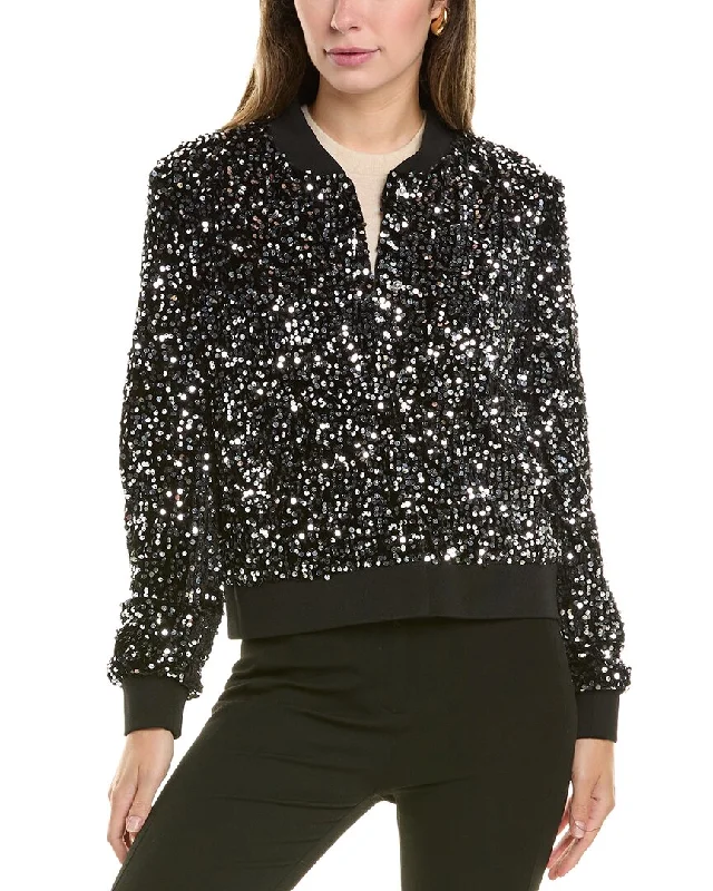 women's coats with oversized fitsNanette Nanette Lepore Velvet Sequin Bomber Jacket