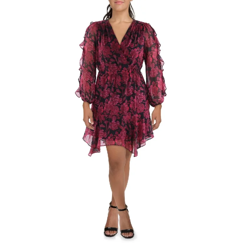 Ribbon DressGabby Skye Womens Floral Bishop Sleeve Midi Dress