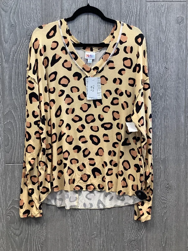 three-quarter sleeve women's topsTop Long Sleeve By Lularoe In Animal Print, Size: Xl