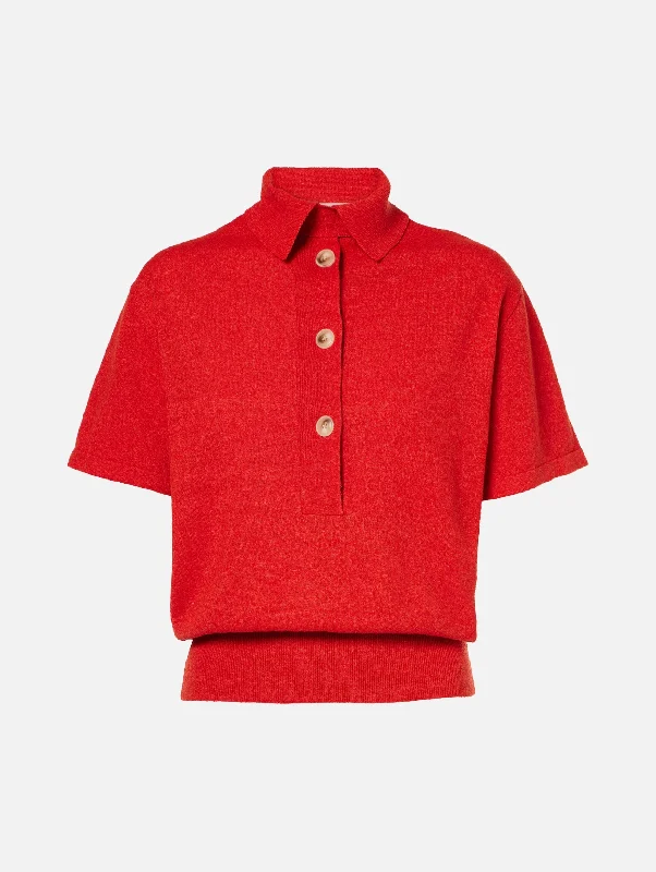 women's tops for statement-making outfitsStraccio Knitted Polo in Red