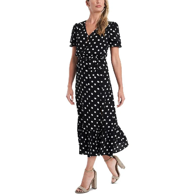 Trumpet DressCeCe Womens Polka Dot Button Front Midi Dress