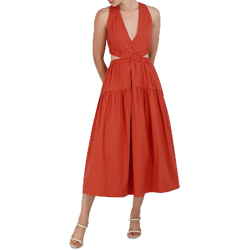 women's bell-sleeved dressesBCBGMAXAZRIA Womens Cut-Out Sleeveless Midi Dress