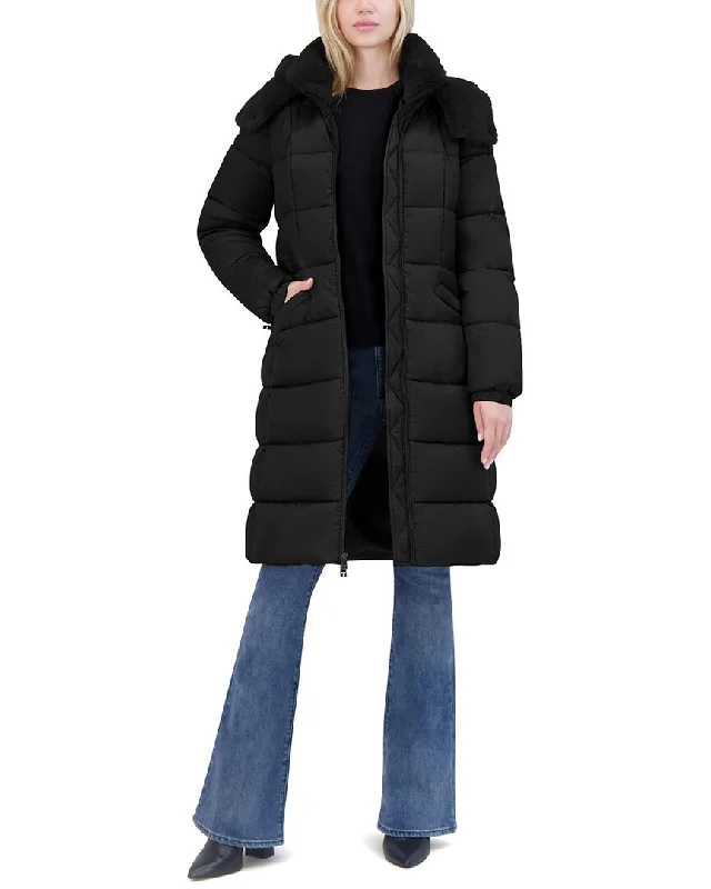 women's coats for apple-shaped bodiesTahari Puffer Coat