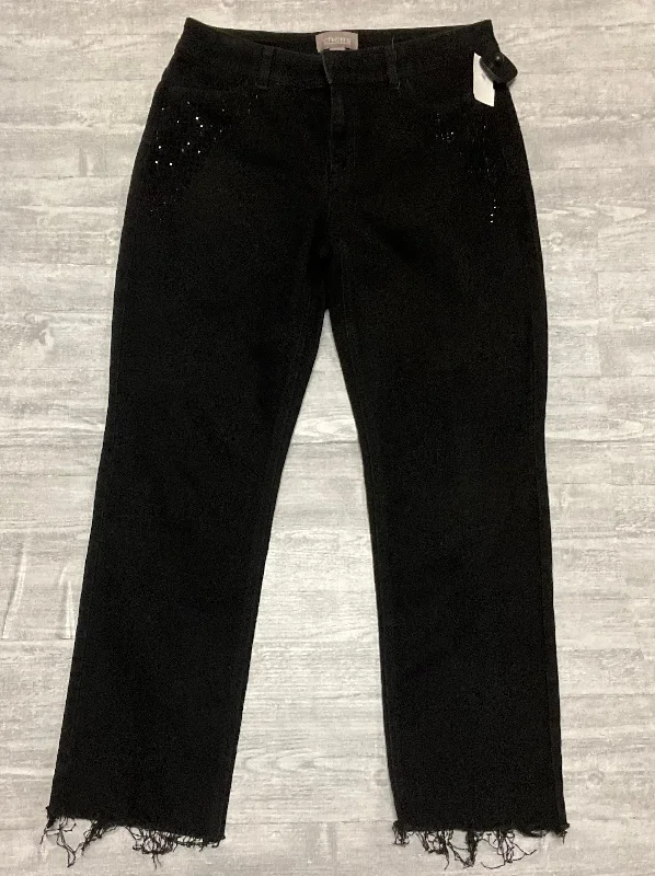 women's denim jeans for a cozy dayJeans Cropped By Chicos In Black Denim, Size: 6