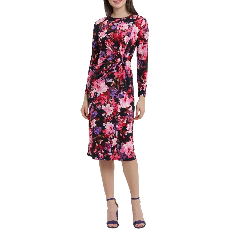 Velvet DressMaggy London Womens Floral Twist Front Midi Dress