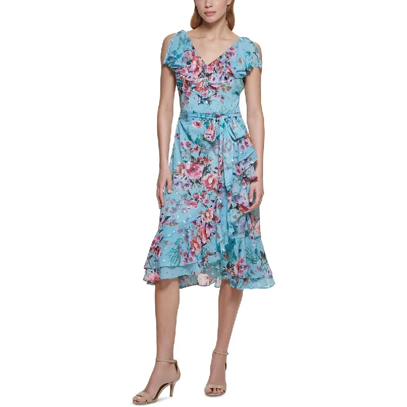 women's empire waist dressesEliza J Womens Floral Calf Midi Dress