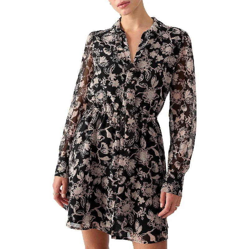 women's empire waist dressesSanctuary Womens Soft Romance Floral Neck-Tie Midi Dress