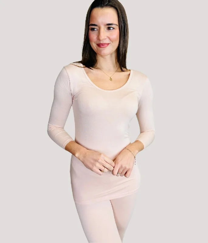 women's tops for those who prefer classic over trendy stylesRose Thermal Scoop Neck Top