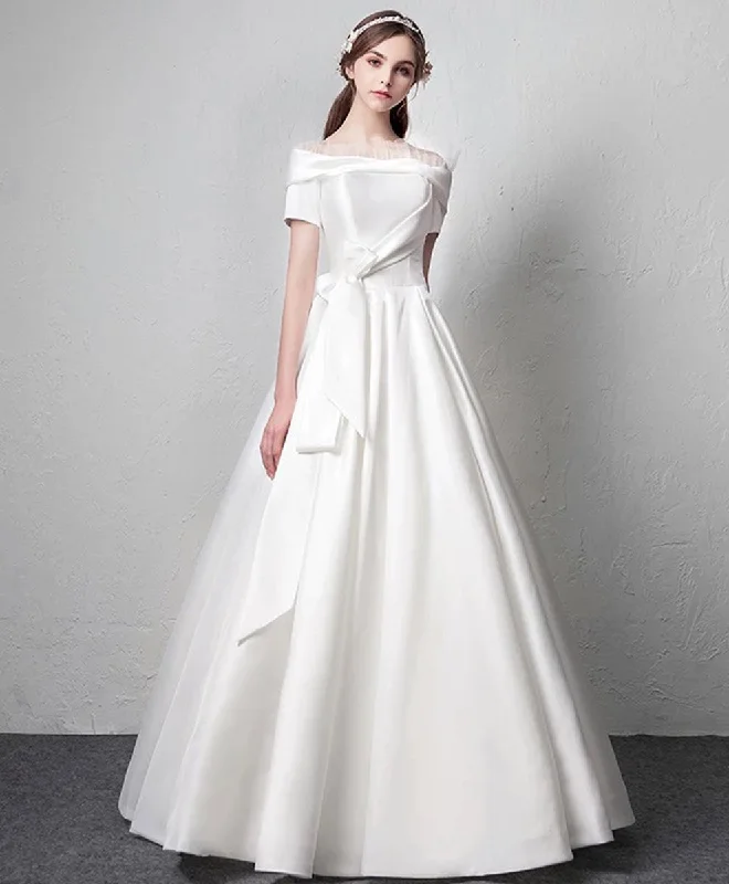 women's bridesmaid dressesWhite Satin Long Prom Dress White Long Evening Dress