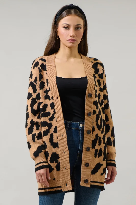 women's coats for hourglass figuresPeyton Cheetah Oversized Long Cardigan