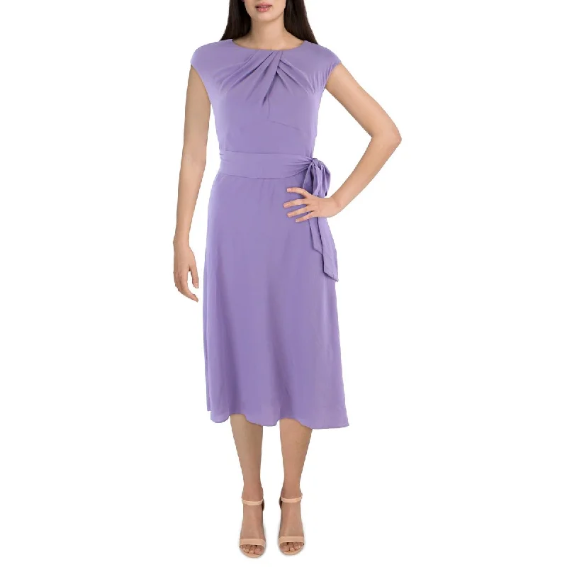 women's sustainable dressesLauren Ralph Lauren Womens Crepe Cap Sleeve Midi Dress