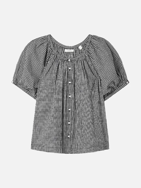 women's tops with asymmetrical designsJune Top in La Maddalena Gingham