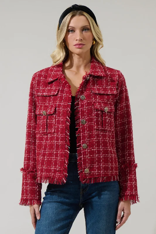 women's coats with satin liningsLorette Plaid Trista Tweed Blazer