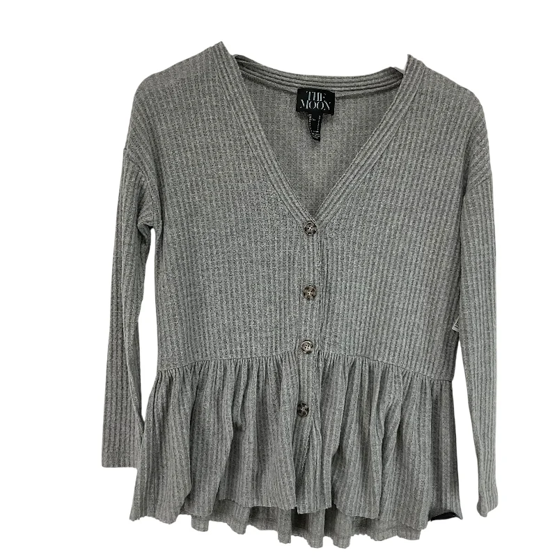 women's tops with sheer overlaysTop Long Sleeve By Clothes Mentor In Grey, Size: S