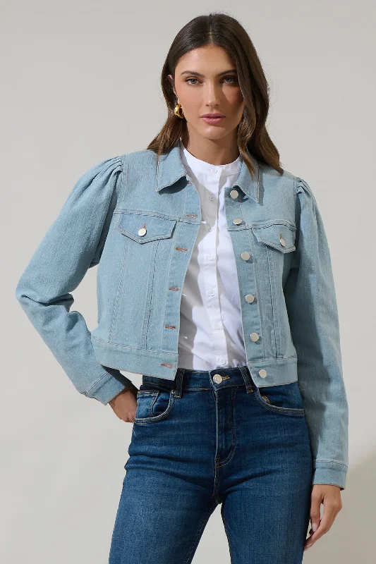 women's coats for travelAmeya Conway Cropped Denim Jacket