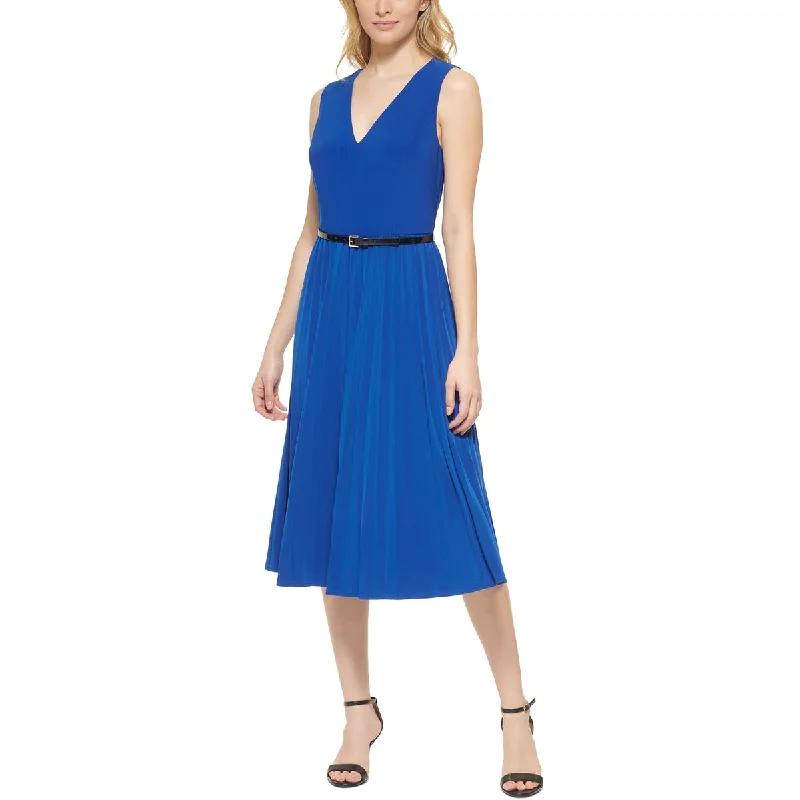 women's hourglass figure dressesTommy Hilfiger Womens V-Neck Calf Midi Dress