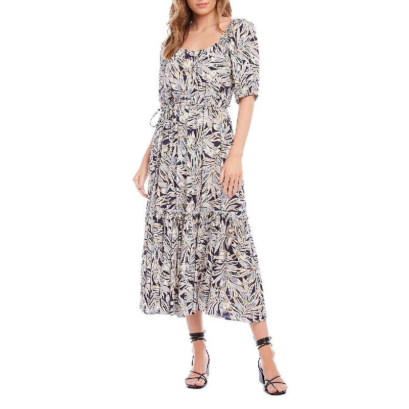 women's petite dressesKaren Kane Womens Puff Sleeve Printed Midi Dress