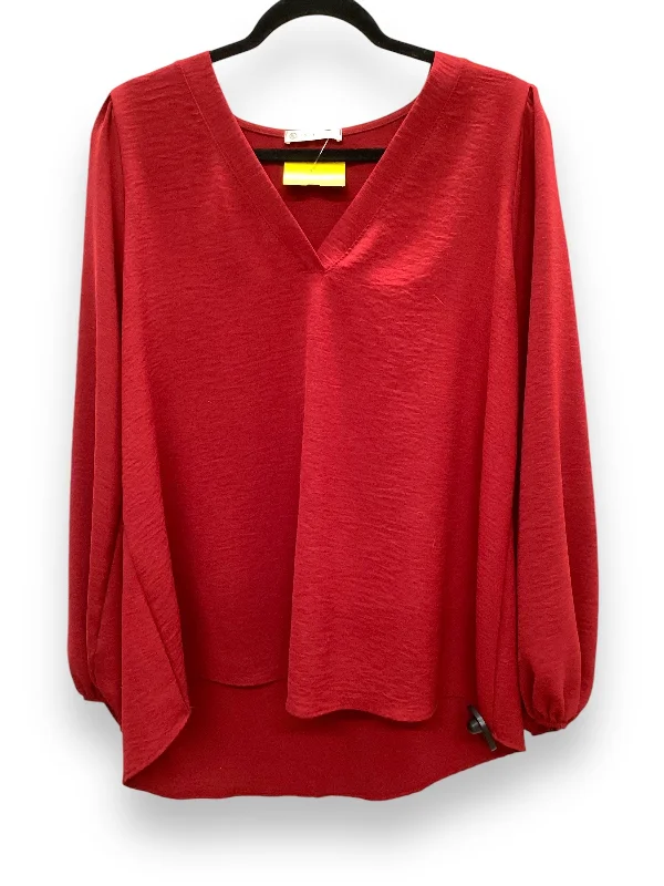 breathable women's tops for summerTop Long Sleeve By Clothes Mentor In Red, Size: L