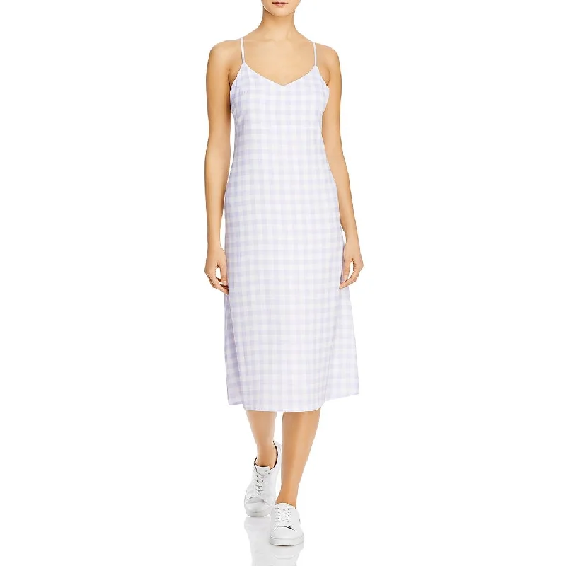 Laced-Up DressCharlie Holiday Womens Check Print Midi Slip Dress