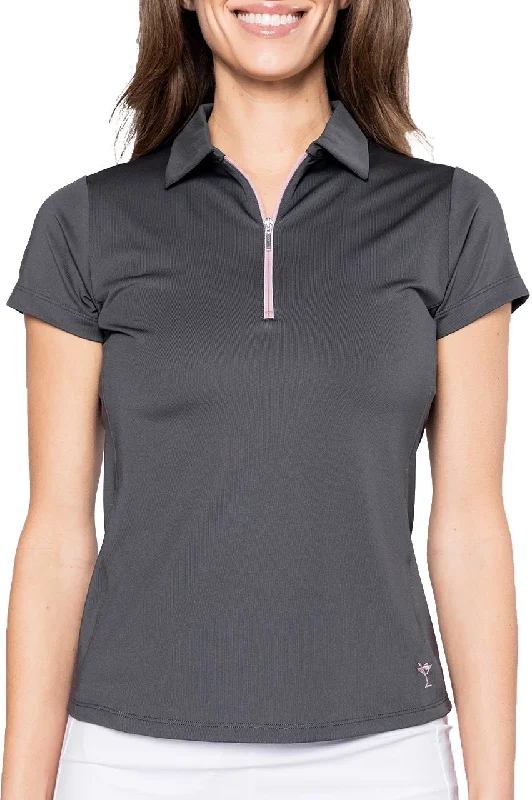 women's tops for those who want to stay updated with the latest fashion trendsSlate/Rose Pink Short Sleeve Zip Polo