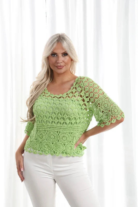 women's tops for those who want to make a fashion statementCressida Crochet Top Lime