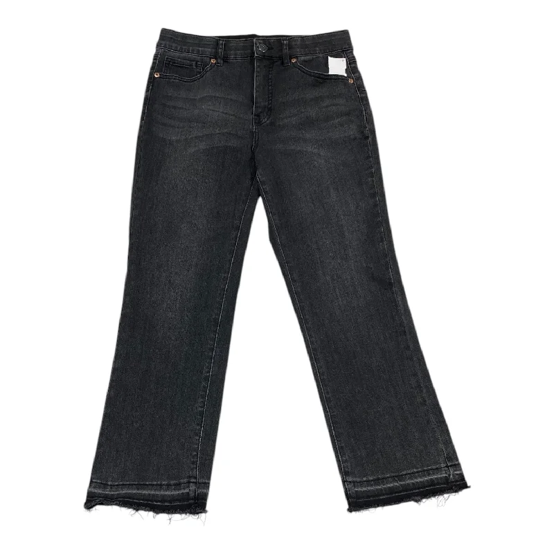 women's denim jeans with leather back pocketsJeans Straight By Tribal In Black Denim, Size: 6