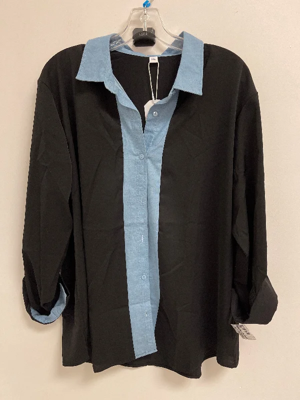 affordable women's topsTop Long Sleeve By Clothes Mentor In Black & Blue, Size: 2x