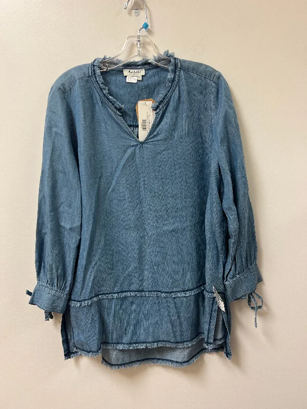 women's stylish topsTop Long Sleeve By Clothes Mentor In Blue Denim, Size: S