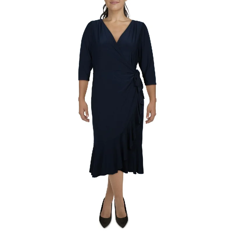 Denim DressKiyonna Womens Midi 3/4 Sleeve Wrap Dress