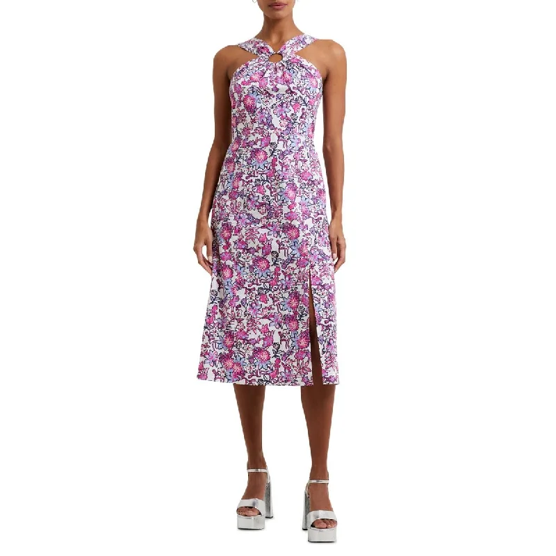 Petite DressFrench Connection Womens Floral Midi Halter Dress