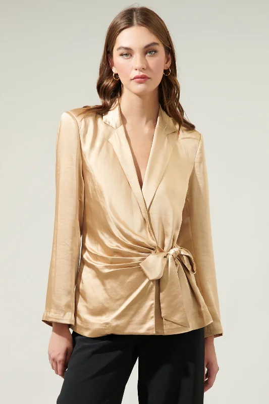 women's coats made in ethical factoriesCeline Satin Waist Tie Blazer