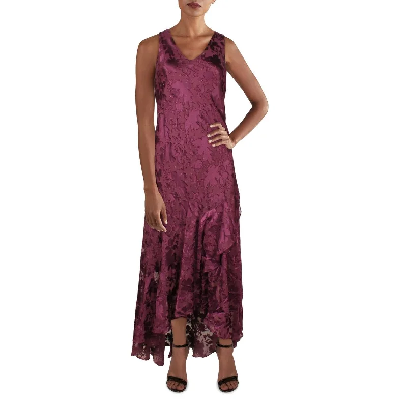 Velvet DressAlex Evenings Womens Jacquard Metallic Midi Dress