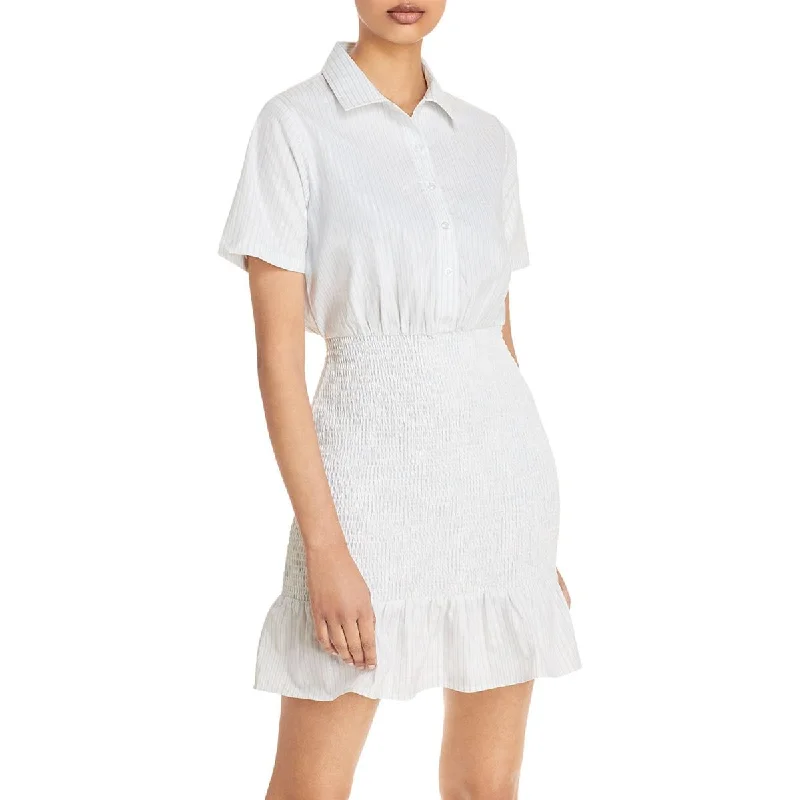 Off-The-Shoulder DressAqua Womens Striped Midi Shirtdress