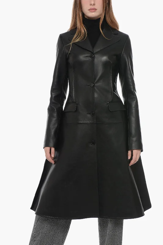 women's shearling coatsJ.W.Anderson Leather Trench Coat with Stitch Detailing