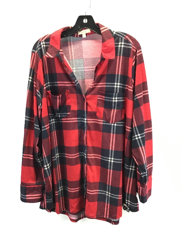 women's tops for those who love to shop for unique findsTop Long Sleeve Basic By Clothes Mentor In Plaid Pattern, Size: 3x