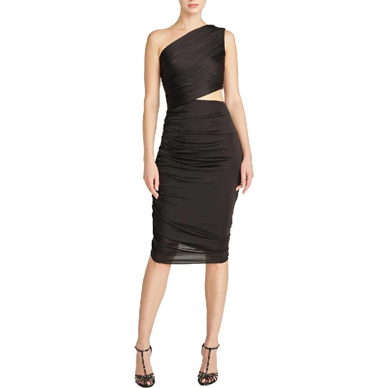 Tiered DressHalston Womens Cassidy One Shoulder Midi Cocktail and Party Dress