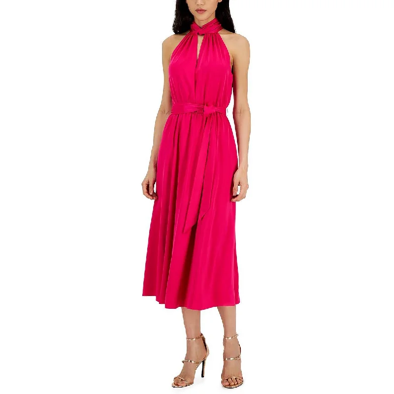 women's halter dressesAnne Klein Womens Cut-Out Ruched Midi Dress